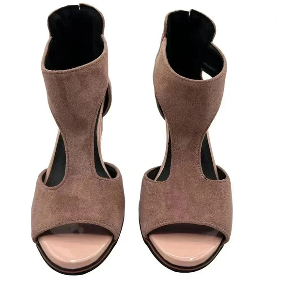 BUTITI NEW Women 8 Pink Cutout Peep-Toe Suede Pump Zip Closure Elegant Chic - Picture 13 of 14